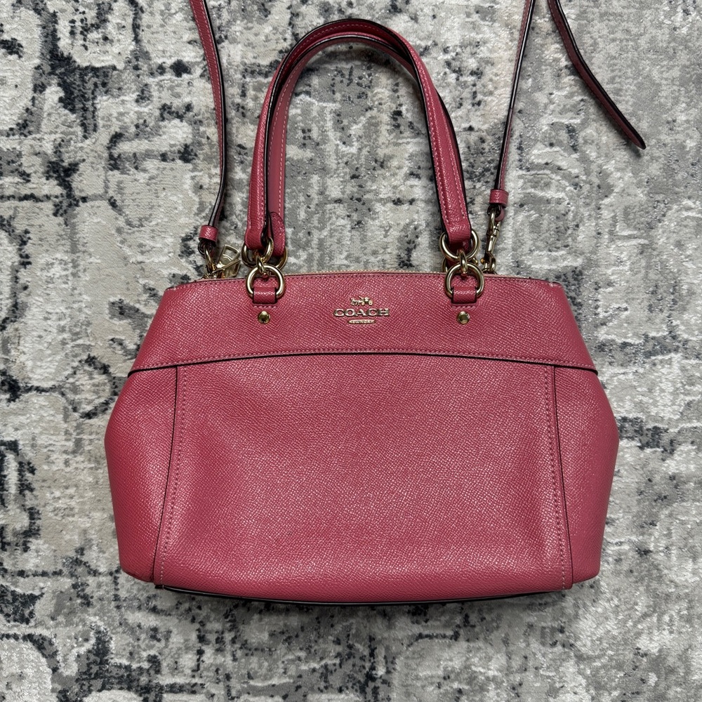 Coach Mini Brooke Carryall Satchel Pink Glitter Crossgrain Leather Gold - Picture 3 of 11